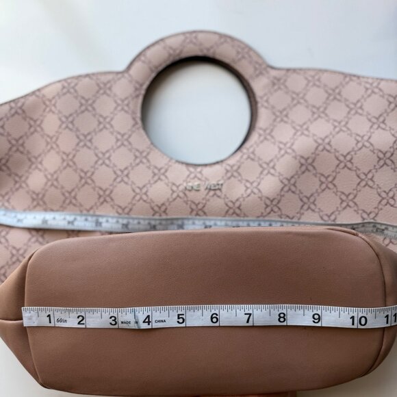 Nine West Monogram Print Beige & Brown Tote Bag Adjustable Shoulder Strap - Picture 15 of 16